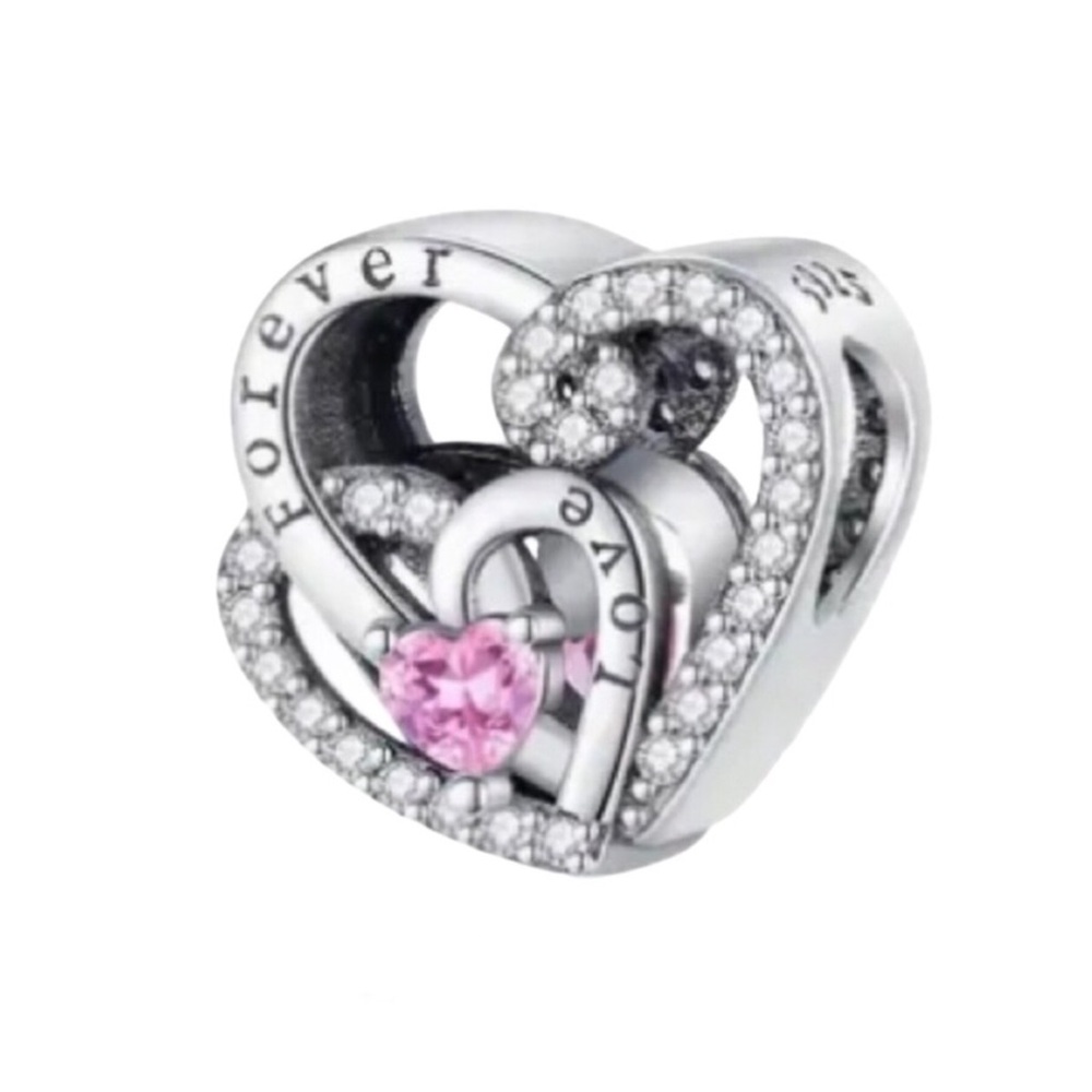 S925 Forever Love Double Heart Charm Pandora Style